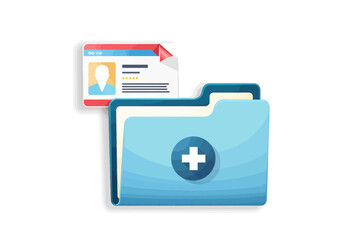 Medical folder with patient ID card on white background  