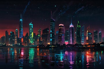 singapore city skyline at night