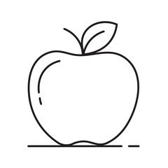 Black Line Art Apple Illustration Simple Fruit Icon