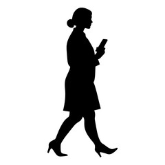 Businesswoman silhouette phone communication vector