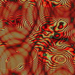 Dark Red Organic Terrain Pattern with Topographic Lines and Psychedelic Texture