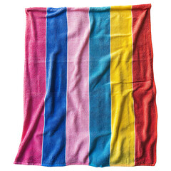 Colorful striped beach towel isolated on transparent background