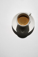Coffee. Freshly Made Shot of Espresso on White Background. 