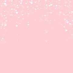White hearts scattered on pink background.