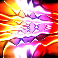 Radiant Abstract Mirror Symmetry in Red, Yellow and Purple for Futuristic Design and Visual Art