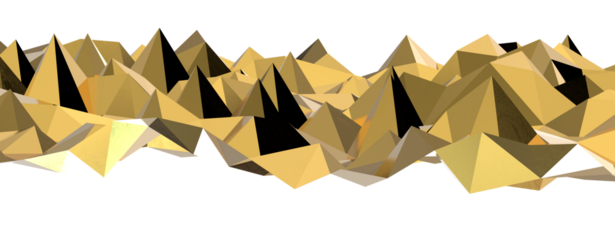 Abstract 3D render illustration,Surface gold crystal geometric triangle and Polygonal shapes template