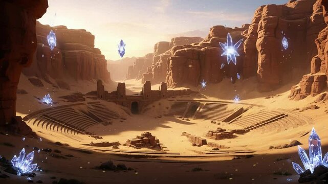 Enchanted Desert Amphitheater: A Digital Oasis of Mystery and Wonder