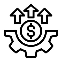 Business Growth Gear Icon Outline Style for Fundraising and Expansion. (Outline Style)