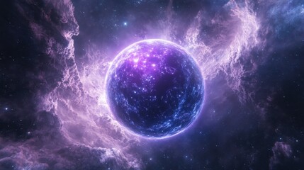 Naklejka premium luminous orb pulsing in grainy space.