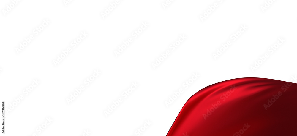 Poster 3d render of abstract red cloth falling.