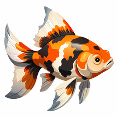 Cartoon Calico Common Goldfish Vector Illustration &ndash; Speckled Fins and Bright Scales