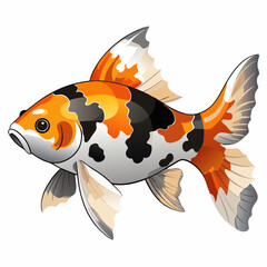 Calico Goldfish Vector Illustration &ndash; Orange, White, and Black Pet Fish Clipart