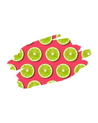 Vibrant lime slices pattern on a pink, abstract background.