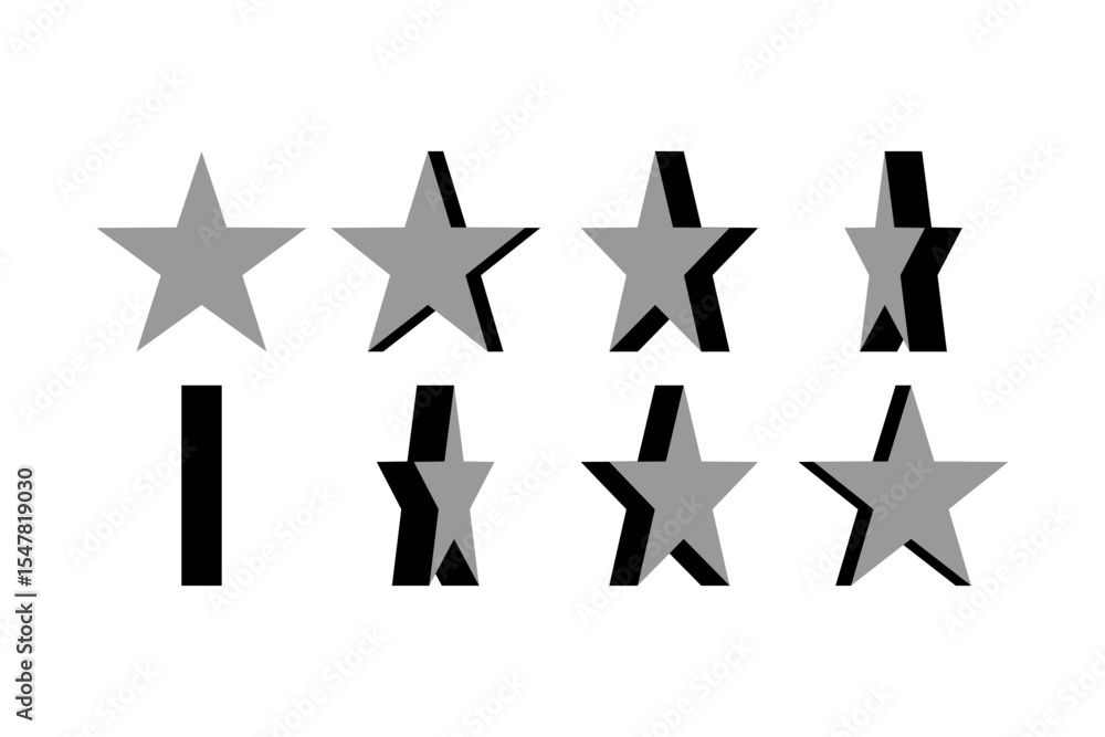 Poster basic 8-frame sprite sheet set of rotating 3d style star sign symbol icon for game and app ui animat
