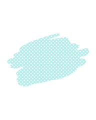 A light blue brushstroke with a polka dot pattern on a white background.