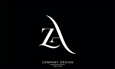 ZA, AZ Abstract Letters Logo Monogram Design Font Icon Vector