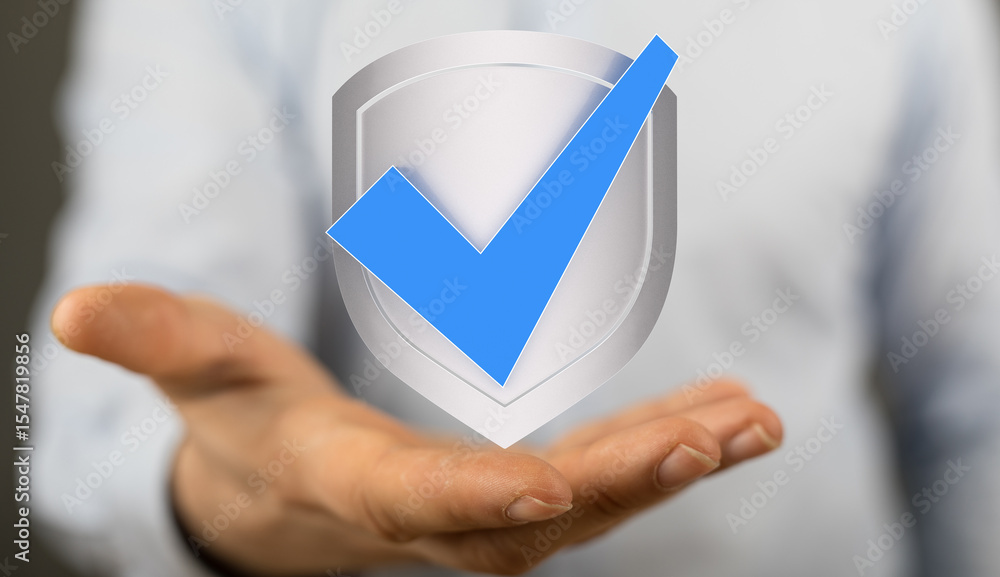 Poster guaranteed security and data protection. trust our shield.
