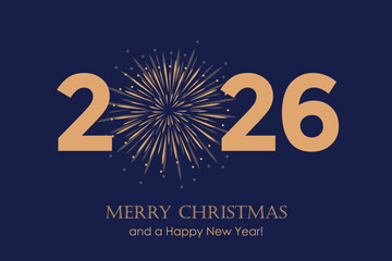 happy new year 2026 typography with fireworks vector illustration