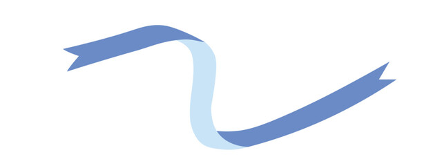 Blue flat ribbons isolated on white background. Ribbon banner vector illustration. Holiday lace.