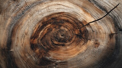 Fototapeta premium Tree rings detail cut wood with natural pattern texture. AI generated.