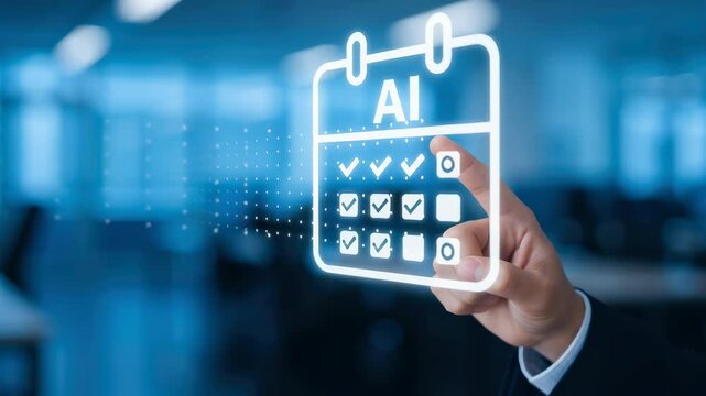 Artificial intelligence calendar with automatic task scheduling and hand pointing for efficient business planning using AI technology