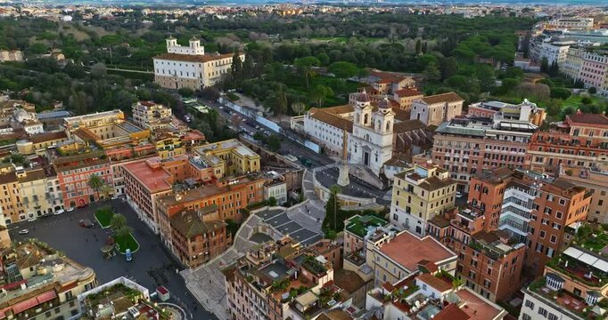 Aerial view of Spanish Steps in Rome. Italy