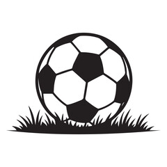 Obraz premium A close-up of a soccer ball on the grass field silhouette vector illustrations on white background