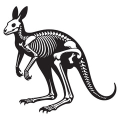 Balance and anatomy – Kangaroo skeleton silhouette captured in clean Kangaroo skeleton vector – Kangaroo skeleton illustration

