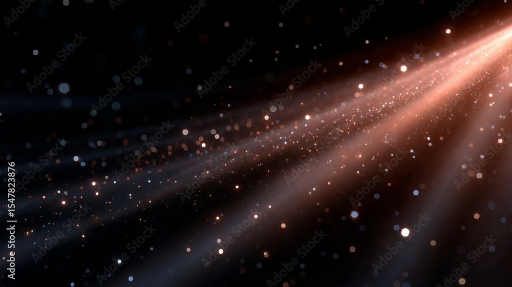 Poster a stunning display of shimmering particles and gentle light rays. this image captures a unique blend
