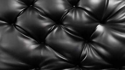 Fototapeta premium Luxurious black leather upholstery background with quilted texture
