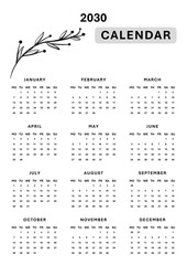 Calendar 2030