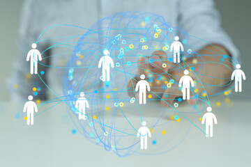 Image of a network connecting people, representing global communication and teamwork.