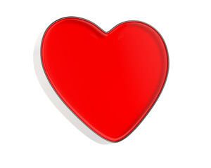 Red heart on white background. Isolated 3D illustration