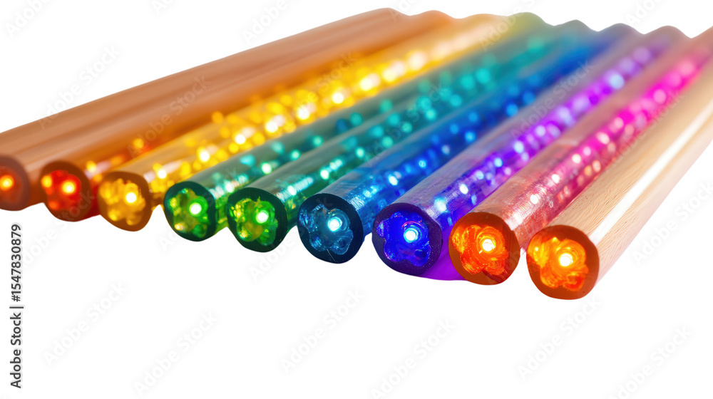 Poster math counting rods with embedded leds, transparent background, png file