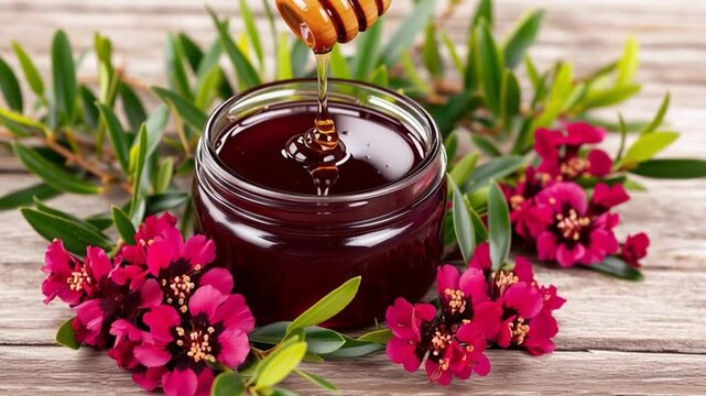 Brownish thic dark honey with Honey Dripper