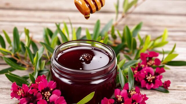 Brownish thic dark honey with Honey Dripper
