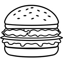 big burger line art vector