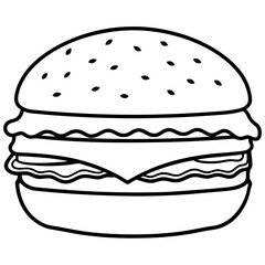 big burger line art vector