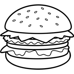 big burger line art vector