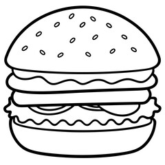 big burger line art vector