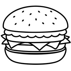 big burger line art vector