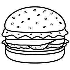 big burger line art vector