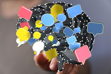 Conceptual image of a network of communication, ideas, and thoughts.