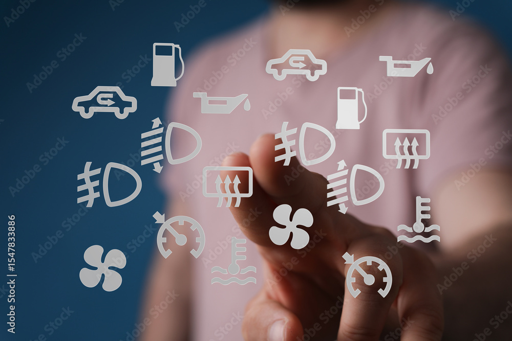 Poster Learn to identify and understand common car dashboard warning lights.  Avoid costly repairs with this helpful guide.