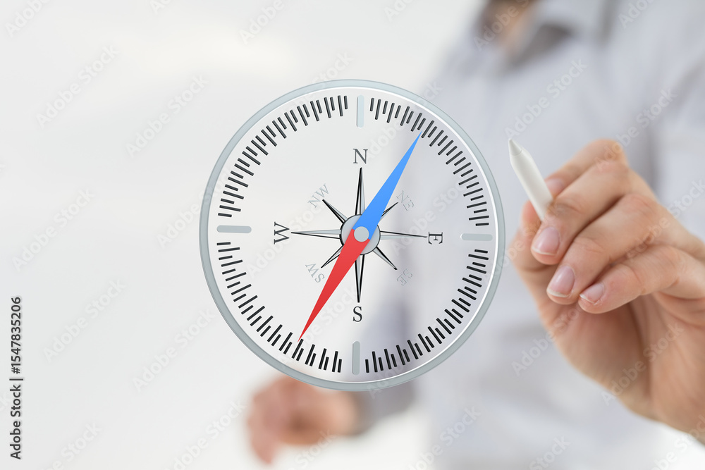 Poster navigate your path with confidence. use this compass image for business, travel, or motivation.