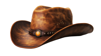 Leather cowboy hat isolated on white background