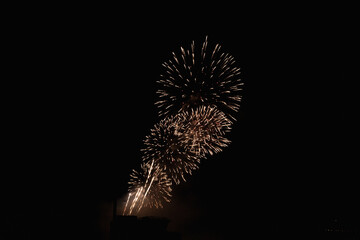 Golden Bright Firework Explosion Amazing Holiday Background