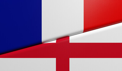 Drapeaux de l'Angleterre et de la France ensemble - rendu 3D