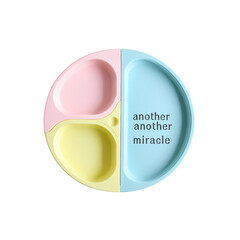 Pastel-Colored Divided Baby Plate with "Another Another Miracle" Text