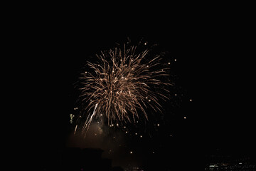 Fototapeta premium Golden Bright Firework Explosion Amazing Holiday Background